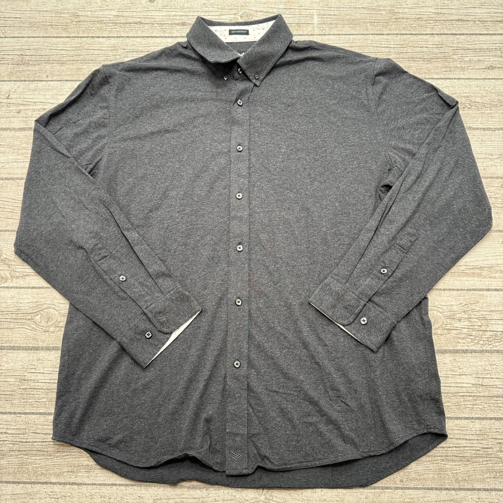 Buttercloth Shirt Men's 2XL Gray Long Sleeve Regular Fit Button Down Icy Cotton